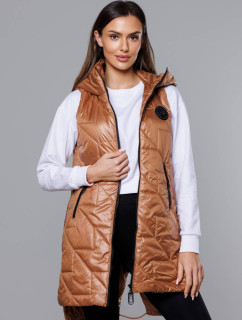 Prošívaná dámská vesta v karamelové barvě model 18016222 - S'WEST