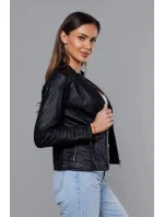 Černá dámská bunda ramoneska se stojáčkem (11Z8029)
