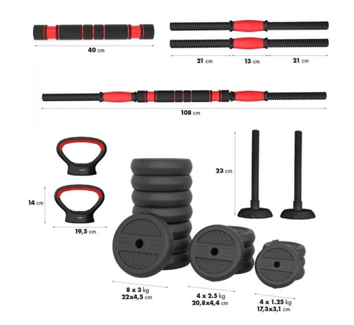 HMS SGN140 sada závaží 6v1 (činka, činky a kettlebell) 40 kg HMS SGN140 sada závaží 6v1 (činka, činky a kettlebell) 40 kg