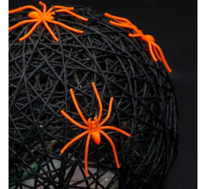 DEKORATIVNÍ KOULE VEDLA PAVOUK LAMPA 15CM HALLOWEEN ČERNÁ