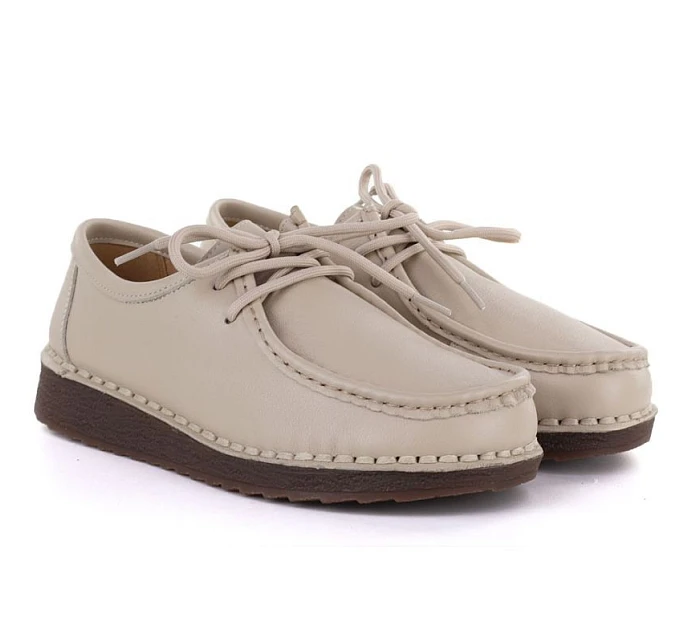 Dámské kožené mokasíny se šněrováním béžové Artiker 58C1519 Dámské kožené mokasíny se šněrováním béžové Artiker 58C1519