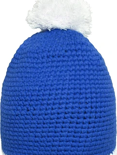 Daiber MB 7964 Háčkovaná čepice s kontrast. lemem a bambulí 03.7964 blue/white