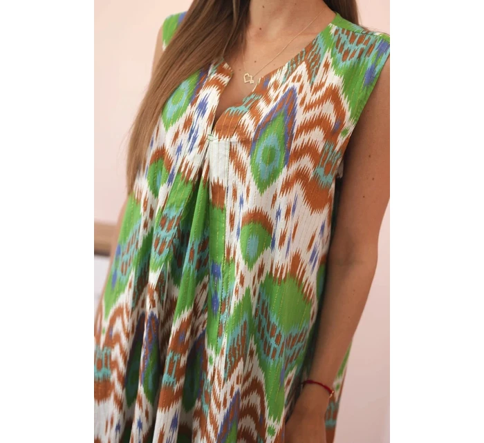 Dámské bavlněné šaty s rozšířeným lemem zelený