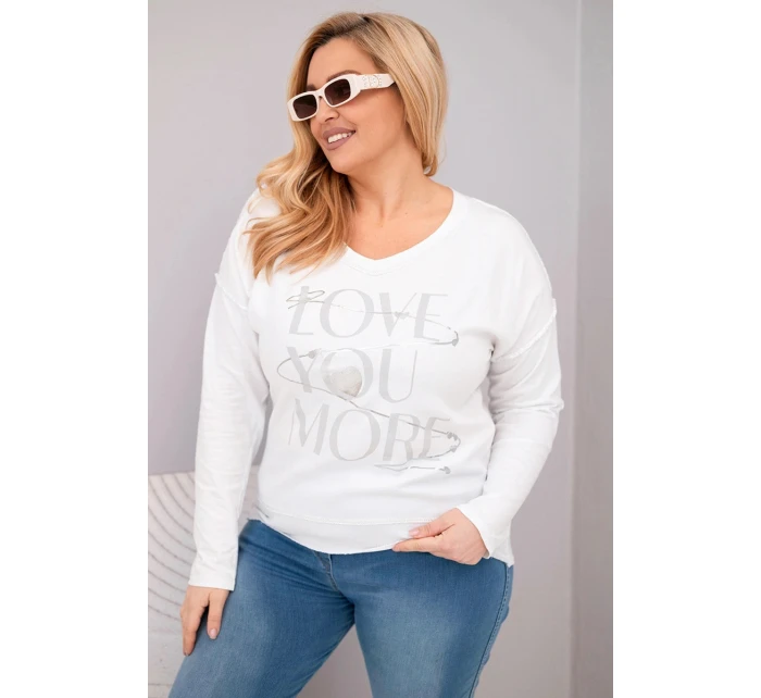 Dámská blůza Plus Size s potiskem Love You More bílá