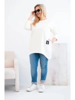 Dámská blůza Plus Size s delším zadním dílem a dlouhým rukávem světle béžová Dámská blůza Plus Size s delším zadním dílem a dlouhým rukávem světle béžová