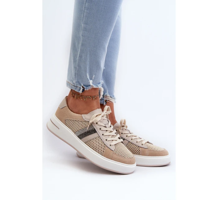 Dámské kožené tenisky D&A LR110 béžové
