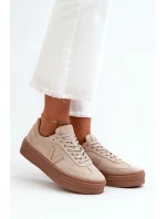 model 21665875 Dámské semišové tenisky na platformě béžové - Zazoo