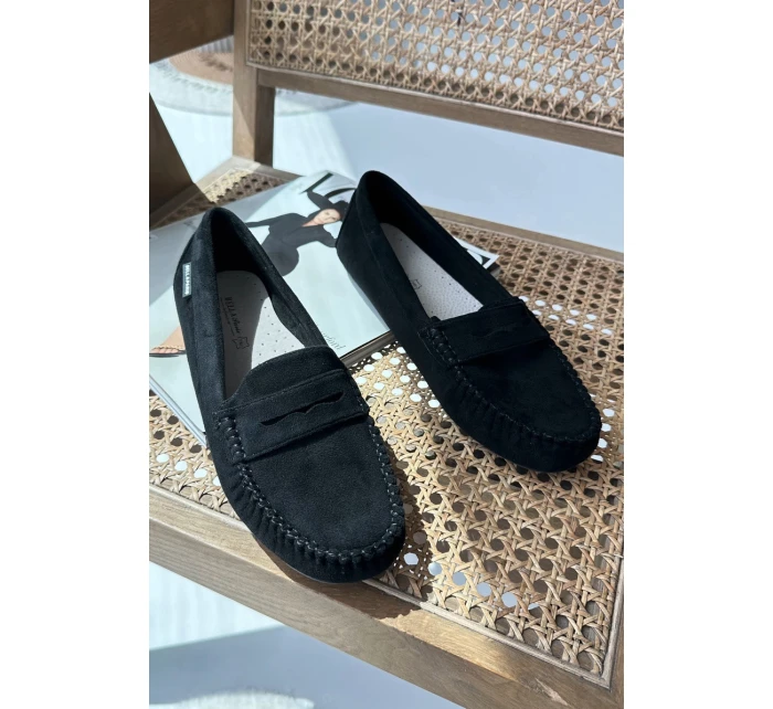 Dámské mokasíny z semiše černé model 21666666 - Boto