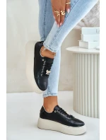 Kožené Dámské Sneakersy Na Platformě S  Černé model 21675586 - VINCEZA