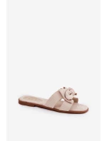 Plné Dámské Pantofle S Mašlí Béžové model 21688585 - Boto