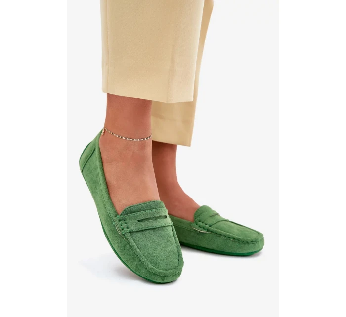 Dámské semišové mokasíny Lenvie – zelené