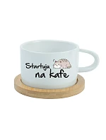STARTUJU NA KAFE - bílý hrníček makronka 200 ml