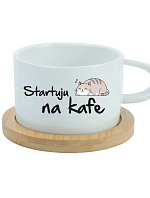 STARTUJU NA KAFE - bílý hrníček makronka 200 ml