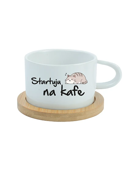 STARTUJU NA KAFE - bílý hrníček makronka 200 ml