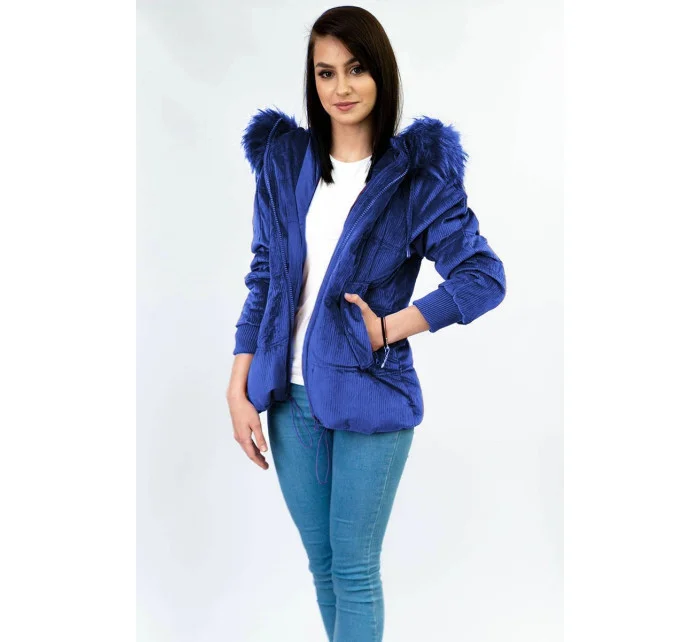 Dámská bunda v chrpové barvě s kapucí model 21242248 - Libland Dámská bunda v chrpové barvě s kapucí model 21242248 - Libland