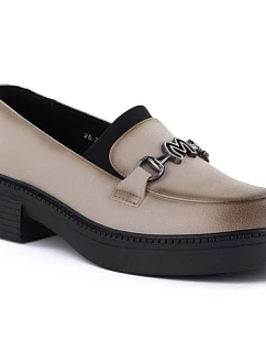 Dámské kožené mokasíny na silné podrážce béžové Vinceza 39985