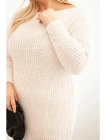 Dámské svetrkové šaty Plus Size s mohairu béžové