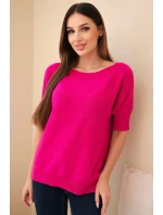Dámský svetr z viskózy s krátkým rukávem fuchsie Dámský svetr z viskózy s krátkým rukávem fuchsie