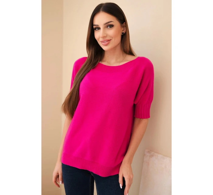 Dámský svetr z viskózy s krátkým rukávem fuchsie Dámský svetr z viskózy s krátkým rukávem fuchsie