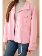 Dámská rozepínací mikina máslová s model 21952009 a kapsami cukrově růžová - K-Fashion Dámská rozepínací mikina máslová s model 21952009 a kapsami cukrově růžová - K-Fashion