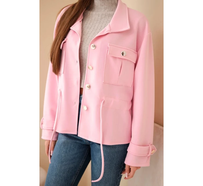 Dámská rozepínací mikina máslová s model 21952009 a kapsami cukrově růžová - K-Fashion Dámská rozepínací mikina máslová s model 21952009 a kapsami cukrově růžová - K-Fashion