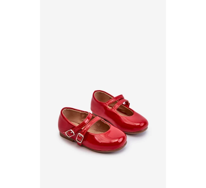 Lakované dětské baletky s červenými proužky Margenis
