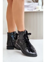 Lakované Zateplené Kotníkové Boty na Zip S.Barski Černé Lakované Zateplené Kotníkové Boty na Zip S.Barski Černé