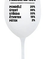 PRACUJI NA 100% - bílá sklenice na víno 350 ml