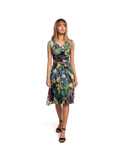 Dámské šaty M499 zelené s květy - MOE