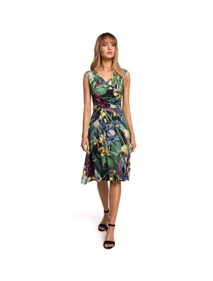 Dámské šaty M499 zelené s květy - MOE