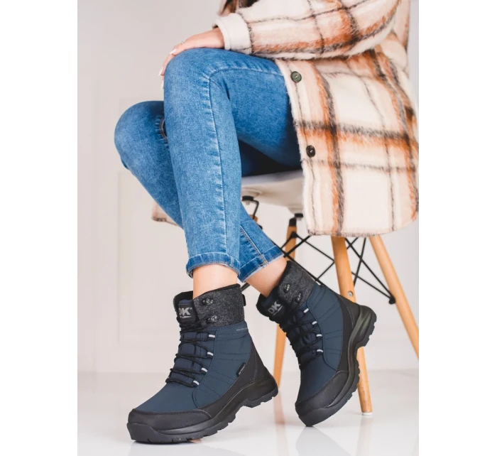 Pohodlné modré  sněhule dámské bez podpatku