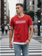 Pánské tričko s potiskem červené Dstreet model 21963343 - FashionStreet