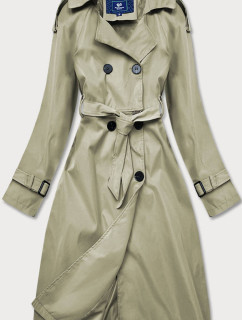 Dvouřadový kabát v khaki barvě s páskem (AG3-011)