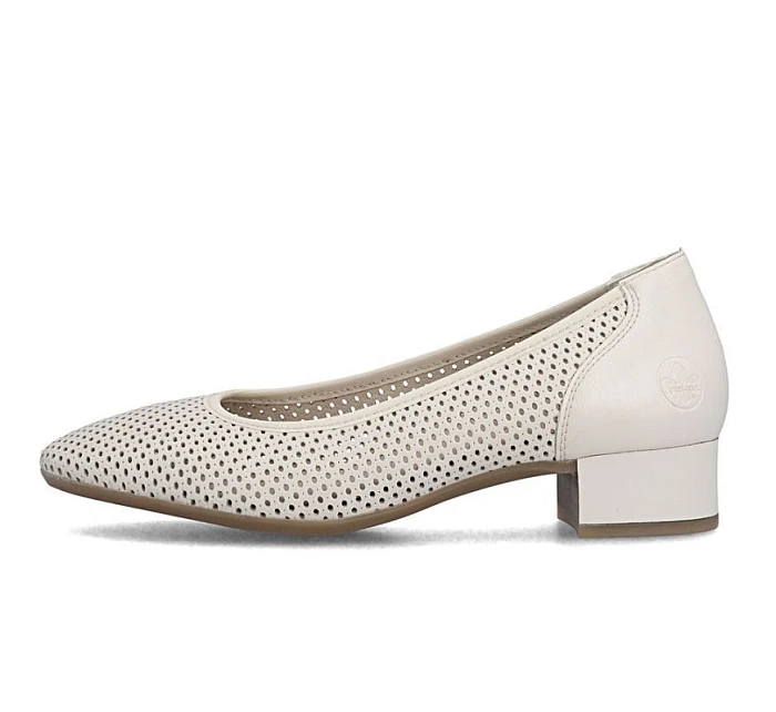 Dámské kožené béžové ažurové lodičky model 22097210 - Rieker Dámské kožené béžové ažurové lodičky model 22097210 - Rieker