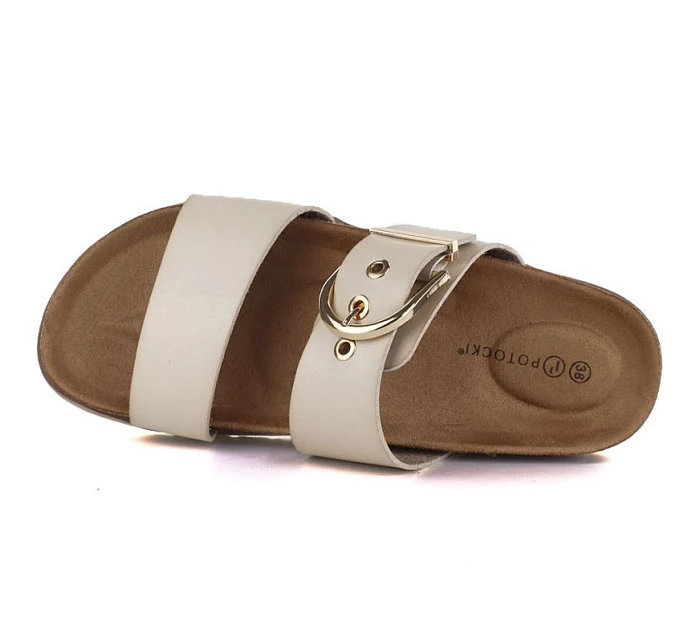 Dámské žabky s přezkou béžové model 22097328 - Potocki Dámské žabky s přezkou béžové model 22097328 - Potocki