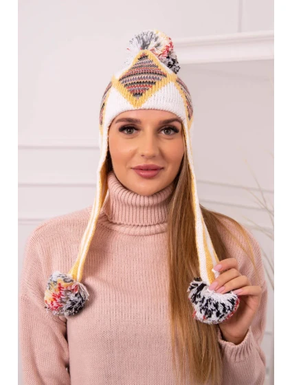 Dámská klapka na uši Eunika K322 bílá+žlutá Dámská klapka na uši Eunika K322 bílá+žlutá