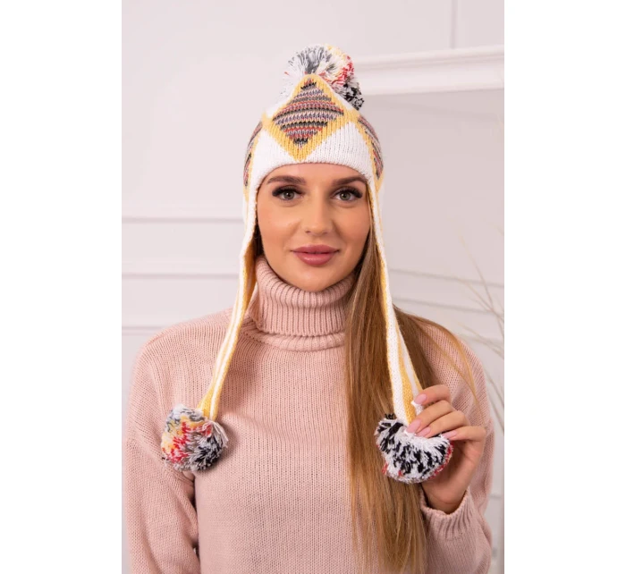 Dámská klapka na uši Eunika K322 bílá+žlutá Dámská klapka na uši Eunika K322 bílá+žlutá