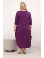 Dámská bavlněná sukýnka Plus Size s volány a ohrnutým rukávem tmavě fialová