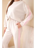 Dámský viskózový komplet v  s lampasy béžový model 22011678 - K-Fashion