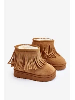 Ocieplane Botky Sněžáky Dětské s Ozdobnými Frédzlami Camel Nimia