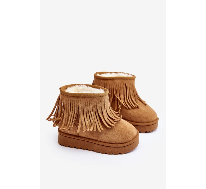 Ocieplane Botky Sněžáky Dětské s Ozdobnými Frédzlami Camel Nimia