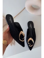 Dámské pantofle Mule s ozdobným zlatým detailem Černé Galvella Dámské pantofle Mule s ozdobným zlatým detailem Černé Galvella