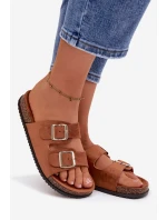 Dámské pantofle s přezkami Camel model 21943304 - Boto Dámské pantofle s přezkami Camel model 21943304 - Boto