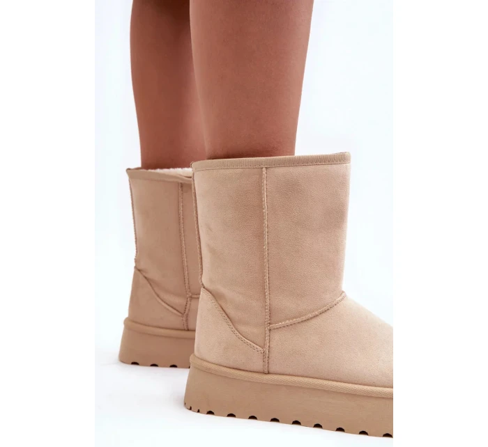 Béžové dámské boty do sněhu Abrams s kožíškem