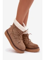 Dámské sněhule na platformě se šněrováním – světle hnědé Roselya Dámské sněhule na platformě se šněrováním – světle hnědé Roselya