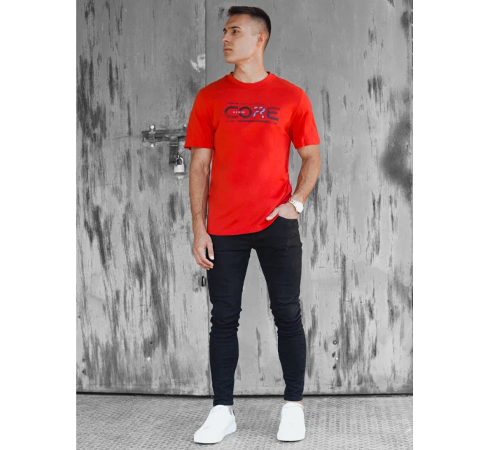 Pánské oranžové tričko s potiskem FashionStreet RX5420