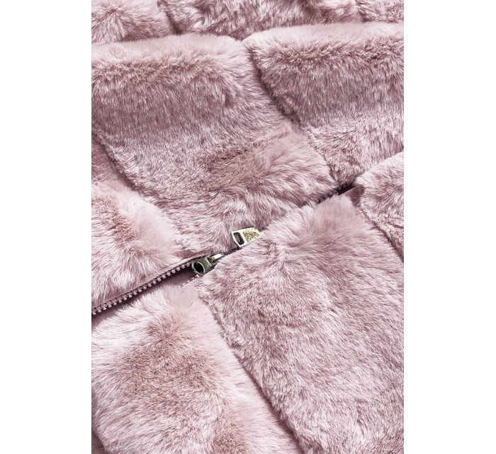 Růžová kožešinová vesta s kapucí model 17836880 - S'WEST