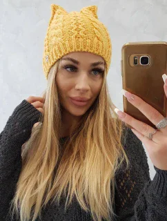 hořčicová fleecová čepice model 18750011 - K-Fashion