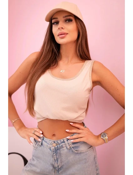 Dámská halenka na ramínka s ozdobným lemem béžový