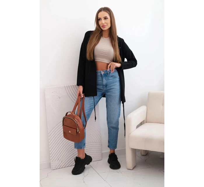 Dámská mikina s kapucí a šňůrkou dole černá Dámská mikina s kapucí a šňůrkou dole černá